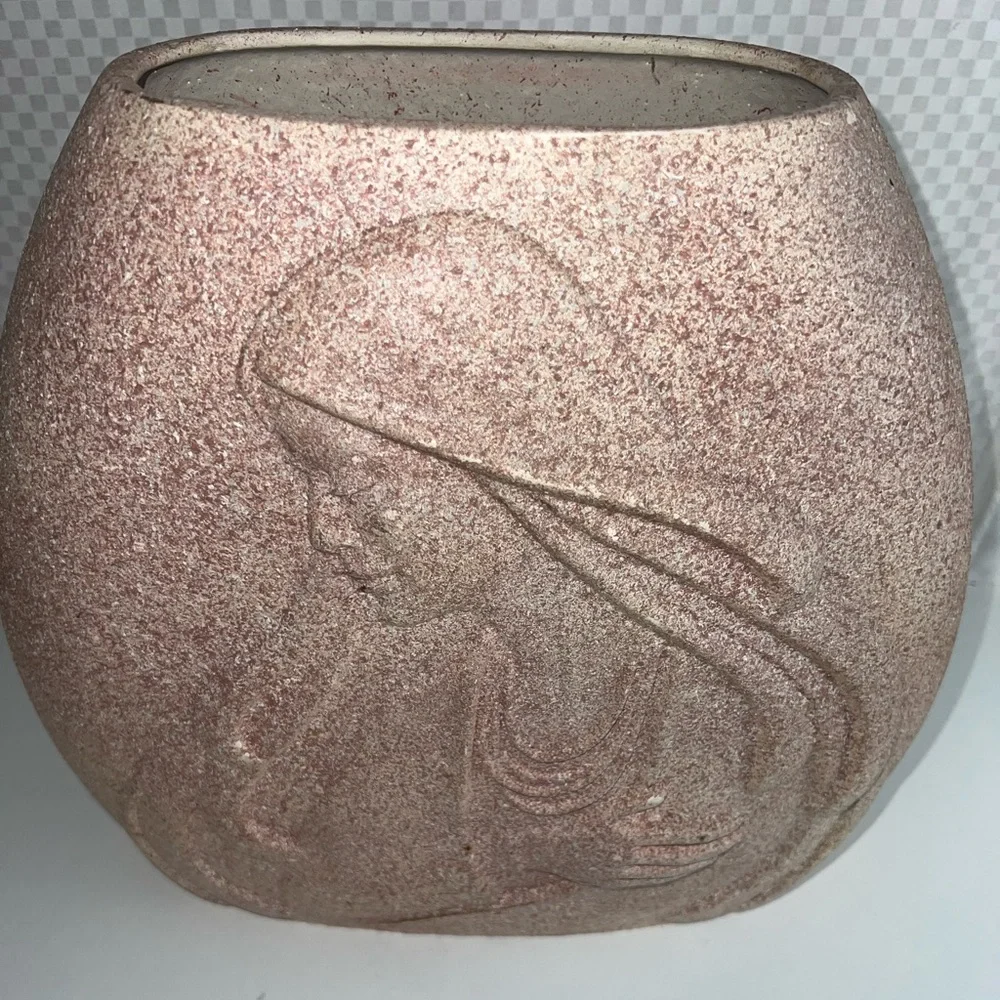 South‎ West NAVAJO INDIAN SAND ART VASE. 3D Art Native Women. 23”X12